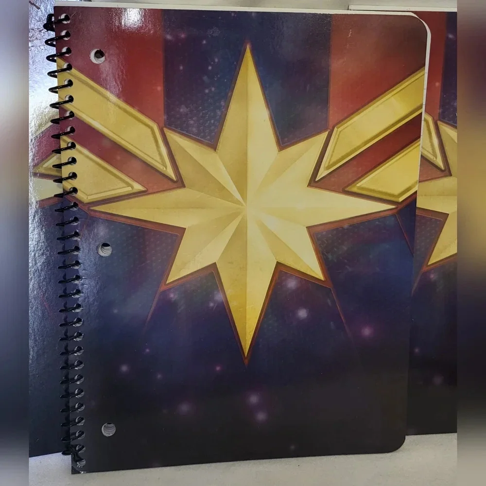 New 4‎ Piece Bundle Marvel Captain Marvel Spiral Notebooks and Poly Folder